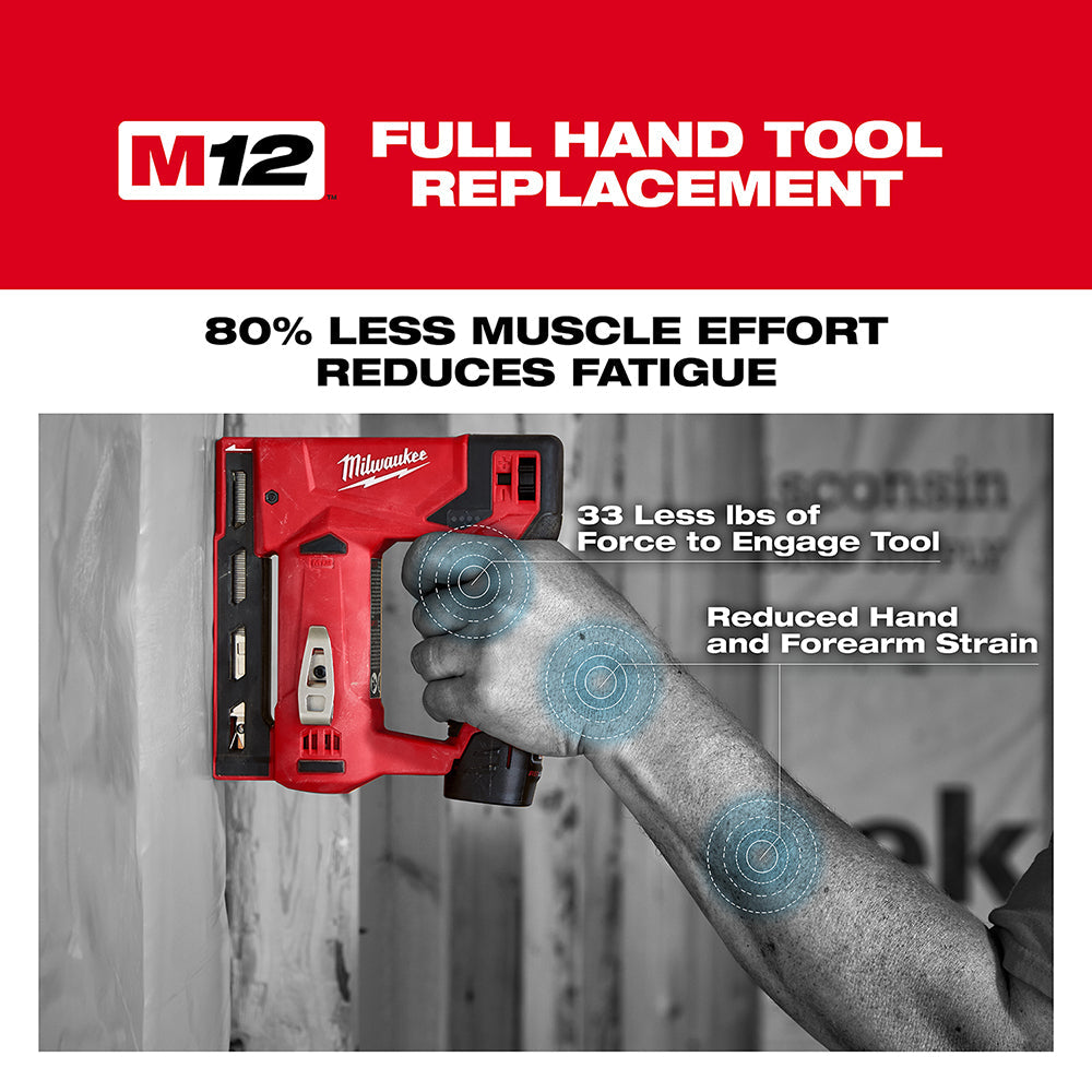 Milwaukee 2447-20 M12 12V 3/8 Cordless Li-Ion Crown Stapler - Bare Tool