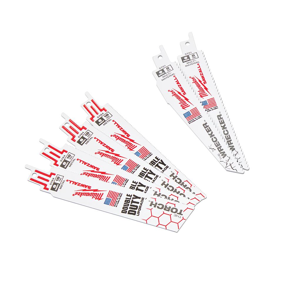 Milwaukee 49-22-1129 Nail-Guard Fang Tip Bi-Metal SAWZALL Blade Set - 12pc